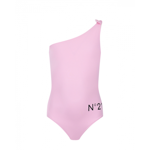 Розовый асимметричный купальник с лого No. 21 | Фото 1