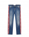 Синие джинсы с красными лампасами Alberta Ferretti | Фото 1