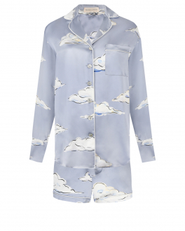 Шелковый комплект: рубашка и шорты, принт &quot;облака&quot; Olivia von Halle Голубой, арт. ALBA - METAMORPHOSES METAMORPHOSES | Фото 1
