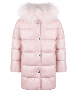 Розовое пальто с меховой отделкой Yves Salomon Розовый, арт. 21WEM011XXDOGW B2510 DRAGEE | Фото 1