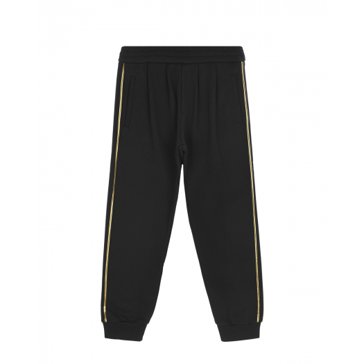 Черные спортивные брюки с золотыми лампасами Balmain | Фото 1