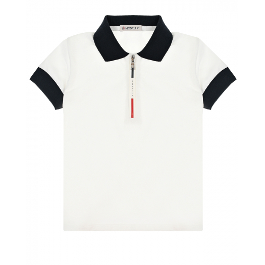 Белая футболка-поло с контрастной отделкой Moncler | Фото 1