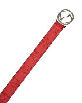 Красный ремень с тисненым логотипом GG GUCCI Красный, арт. 258395 CWC0N 6433 | Фото 2