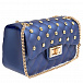 Синяя стеганая сумка со стразами, 17x10.5x6.5 см Monnalisa | Фото 2