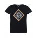 Черная футболка с логотипом в ромбе  | Фото 1