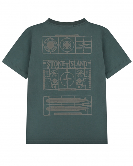 Темно-зеленая футболка с короткими рукавами Stone Island , арт. 751621054 V0057 PETROL | Фото 2
