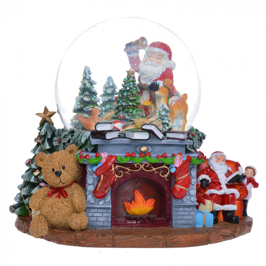 Новогодний сувенир EWAX Шар &quot;Санта с подарками возле камина&quot; 25.5x20x22.2 см  | Фото 1