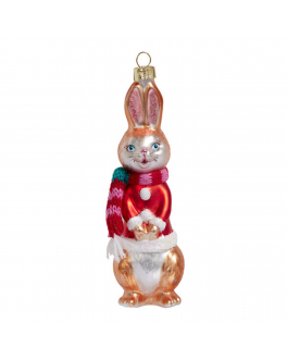 Подвеска Кролик золотистый в красной курточке (стекло) 4,5х4х12 см Holiday Classics , арт. GLT811 | Фото 2