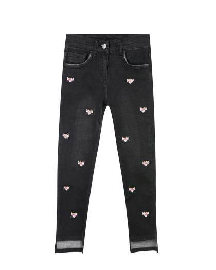 Эластичные джинсы с вышивкой &quot;Розовая пантера&quot; Monnalisa | Фото 1
