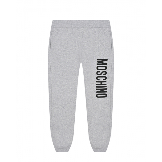Серые спортивные брюки с черным лого Moschino | Фото 1