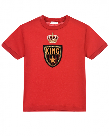 Красная футболка с вышивкой King Dolce&Gabbana | Фото 1