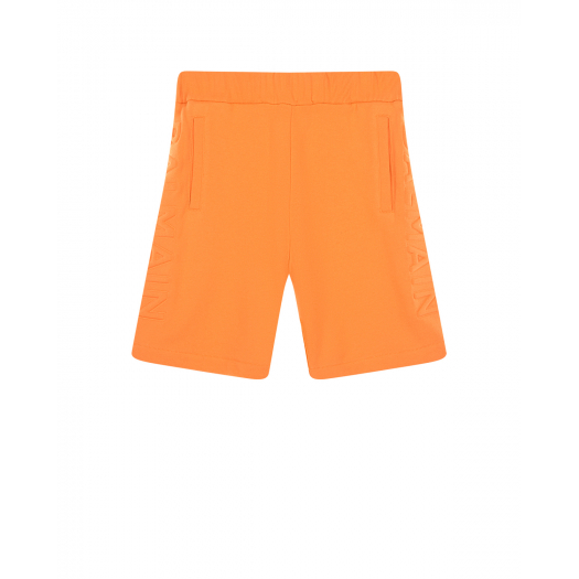 Оранжевые шорты с логотипом в тон Balmain | Фото 1