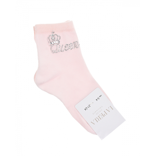Розовые носки со стразами La Perla | Фото 1