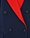Двубортное пальто с красными лацканами, синее MSGM | Фото 7
