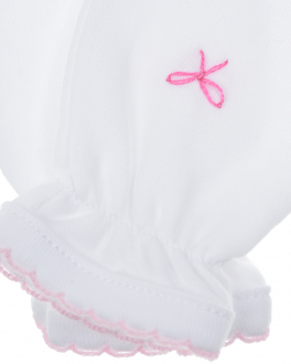 Варежки-царапки с розовым бантом Lyda Baby Белый, арт. PM11 WHITE VINTAGE CA | Фото 2
