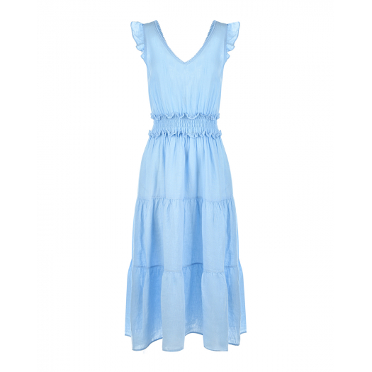 Голубое приталенное платье 120% Lino | Фото 1