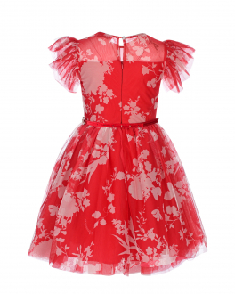 Красное платье с поясом со стразами Monnalisa Красный, арт. 710906 0665 4302 | Фото 2