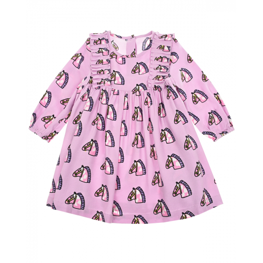 Розовое платье с принтом &quot;лошади&quot; Stella McCartney | Фото 1