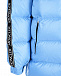 Голубое пальто-пуховик с лампасами Moncler | Фото 3