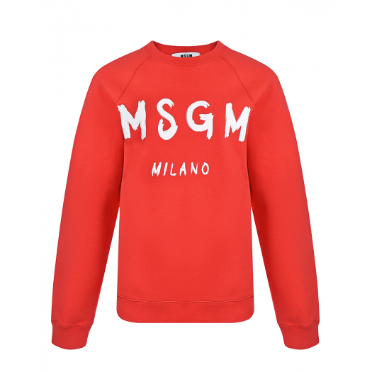Красный свитшот с белым логотипом MSGM | Фото 1