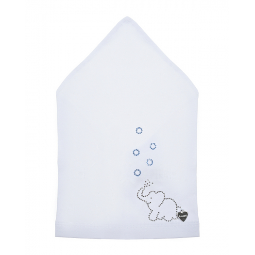 Белая косынка с декором &quot;слон&quot; из стразов Il Trenino | Фото 1