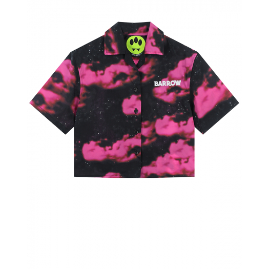 Черная рубашка с принтом &quot;розовые облака&quot; Barrow | Фото 1