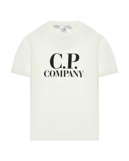 Футболка с черным лого, белая CP Company | Фото 1