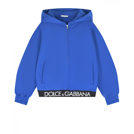 Синяя спортивная куртка с черной резинкой Dolce&Gabbana | Фото 1