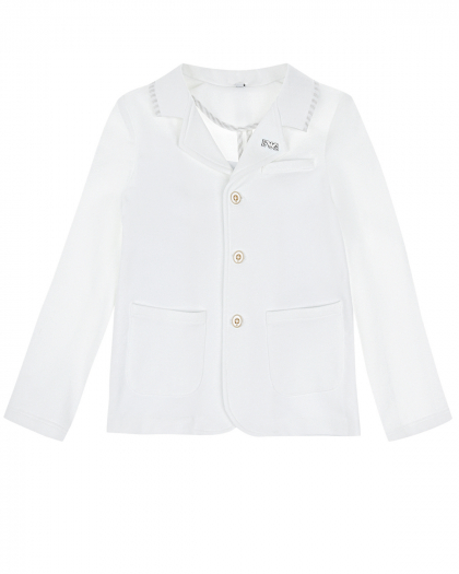 Белый трикотажнй пиджак Emporio Armani | Фото 1