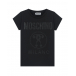Черная футболка с логотипом из стразов в тон Moschino | Фото 1