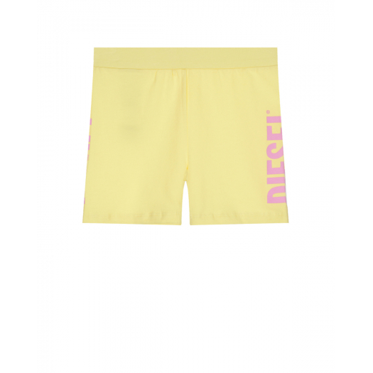 Желтые шорты с розовым лого Diesel | Фото 1