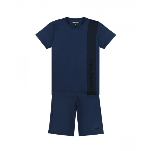 Синий комплект: футболка + бермуды Emporio Armani | Фото 1