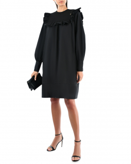 Черное платье с рюшей By Malene Birger Черный, арт. Q70761001 BLACK | Фото 2
