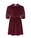 Вельветовое платье с вышивкой, бордовое Paade Mode | Фото 1