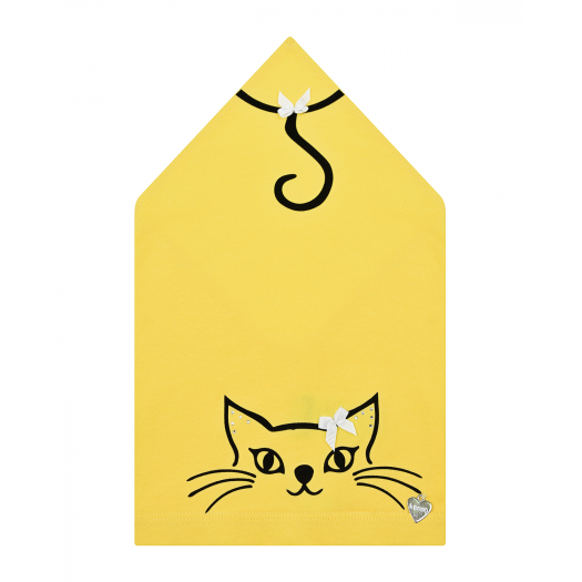 Желтая косынка с декором &quot;кошка&quot; Il Trenino | Фото 1