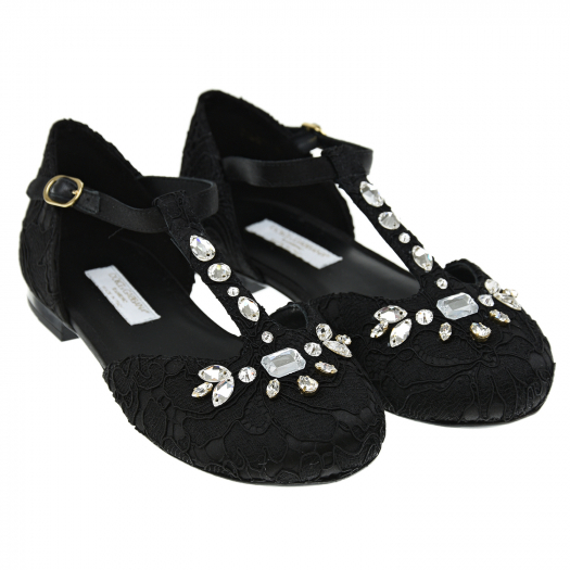 Черные туфли с кружевной отделкой Dolce&Gabbana | Фото 1