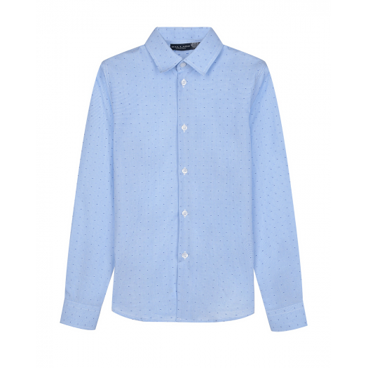 Голубая рубашка Slim fit с принтом в горошек Dal Lago | Фото 1