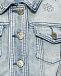 Куртка джинсовая укороченная с узорами из страз, светло-голубая Monnalisa | Фото 5