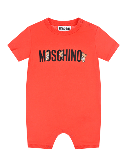 Красный песочник с логотипом Moschino | Фото 1