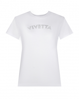 Белая футболка с лого из стразов Vivetta Белый, арт. V2MF051 6905 1101 | Фото 1