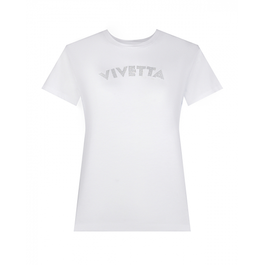 Белая футболка с лого из стразов Vivetta | Фото 1
