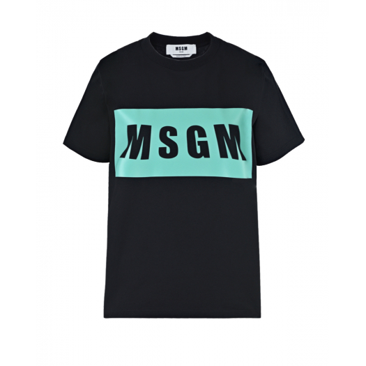 Черная футболка с прямоугольным принтом MSGM | Фото 1