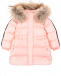 Розовое пуховое пальто с лампасами Fendi | Фото 1