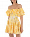 Короткое белое платье с желтым шитьем Charo Ruiz | Фото 8