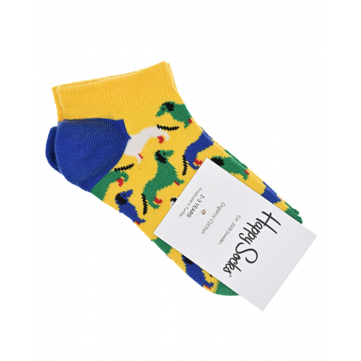 Желтые носки с принтом &quot;таксы&quot; Happy Socks | Фото 1