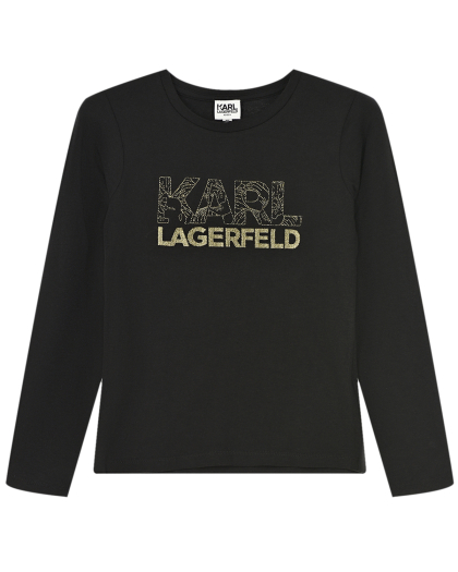 Толстовка с золотистым логотипом Karl Lagerfeld kids | Фото 1