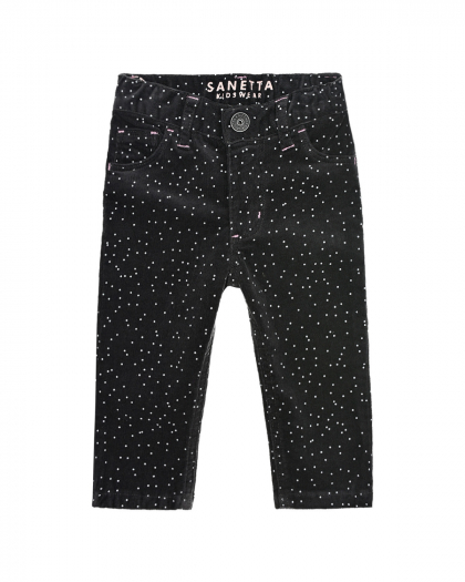 Черные брюки с принтом в горошек Sanetta Kidswear | Фото 1