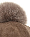 Коричневая шапка из шерсти и кашемира с помпоном Parajumpers | Фото 4