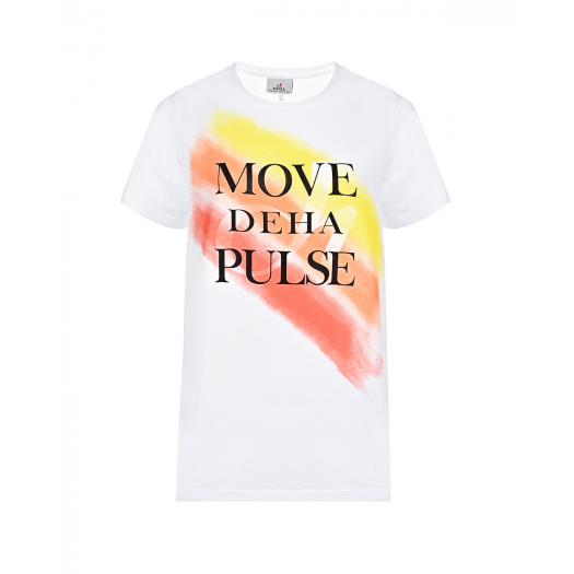 Белая футболка с надписью &quot;Move Deha Pulse&quot;  | Фото 1