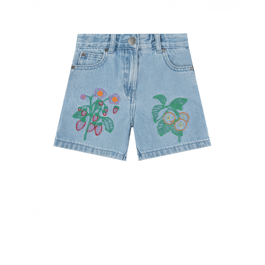 Джинсовые шорты с вышивкой Stella McCartney | Фото 1